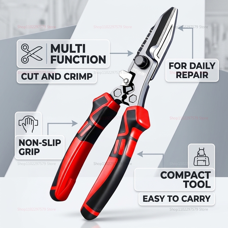 Multi Tool Plier - Forbici Multifunzione per Elettricisti, Tagliacavi, Pinza