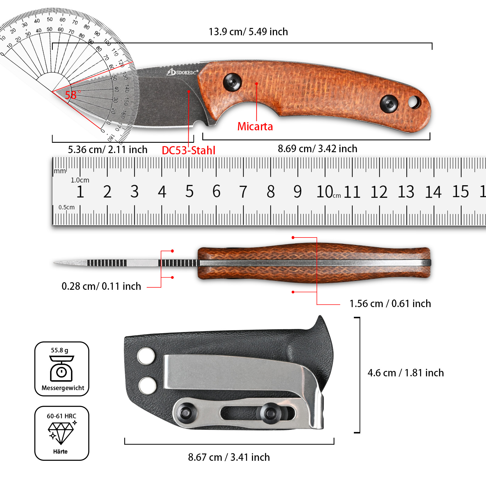 Coltello da taglio EDC in acci - Bushcraft Knife Fixed recensione e prezzo